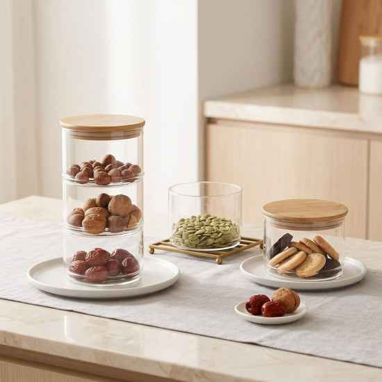 Stackable Glass Jars 3-Tier